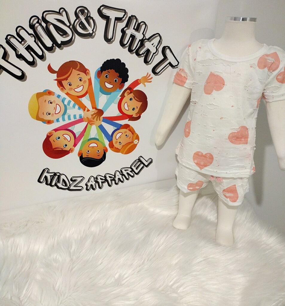 I Heart You Shorts Set