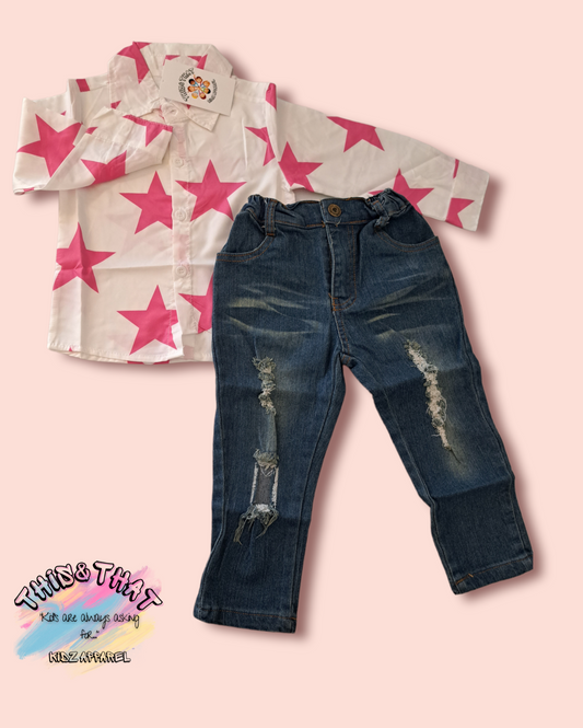 Pink Stars & Ripped Jeans
